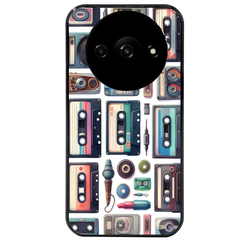 Coque noire taperso pour Redmi A3 avec motif cassette multi protection antichoc personnalisée