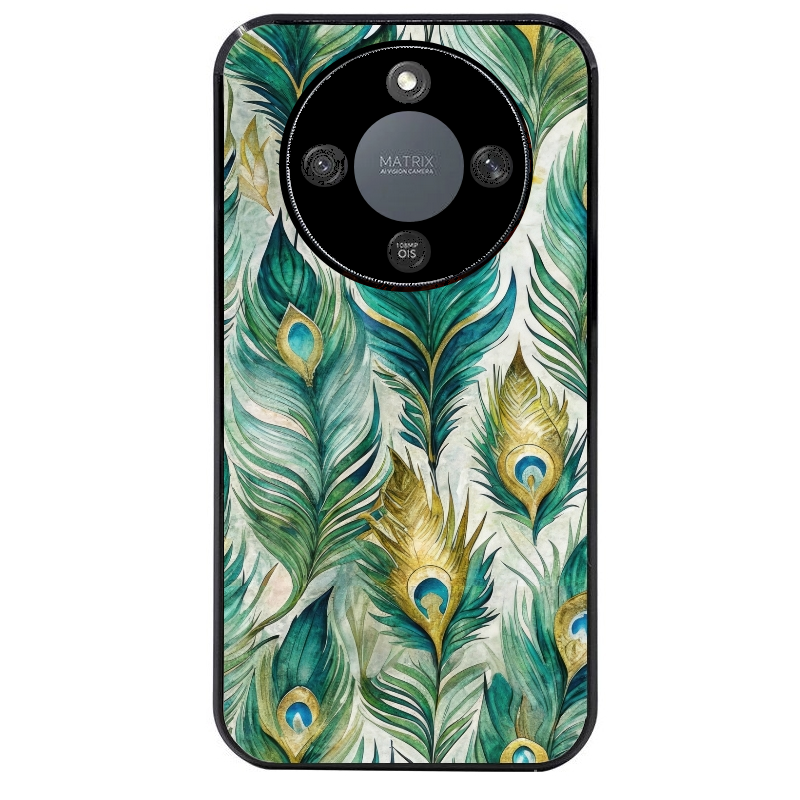 Coque noire taperso pour Magic 5 6 LITE et PRO avec motif paon plumes protection antichoc personnalisée