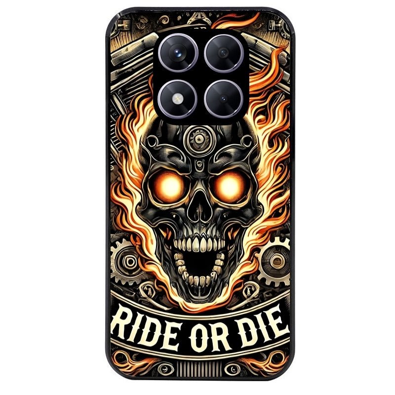 Coque noire taperso pour Redmi Note 14 et PRO PLUS 4G 5G avec motif tete de mort flamme protection antichoc personnalisée