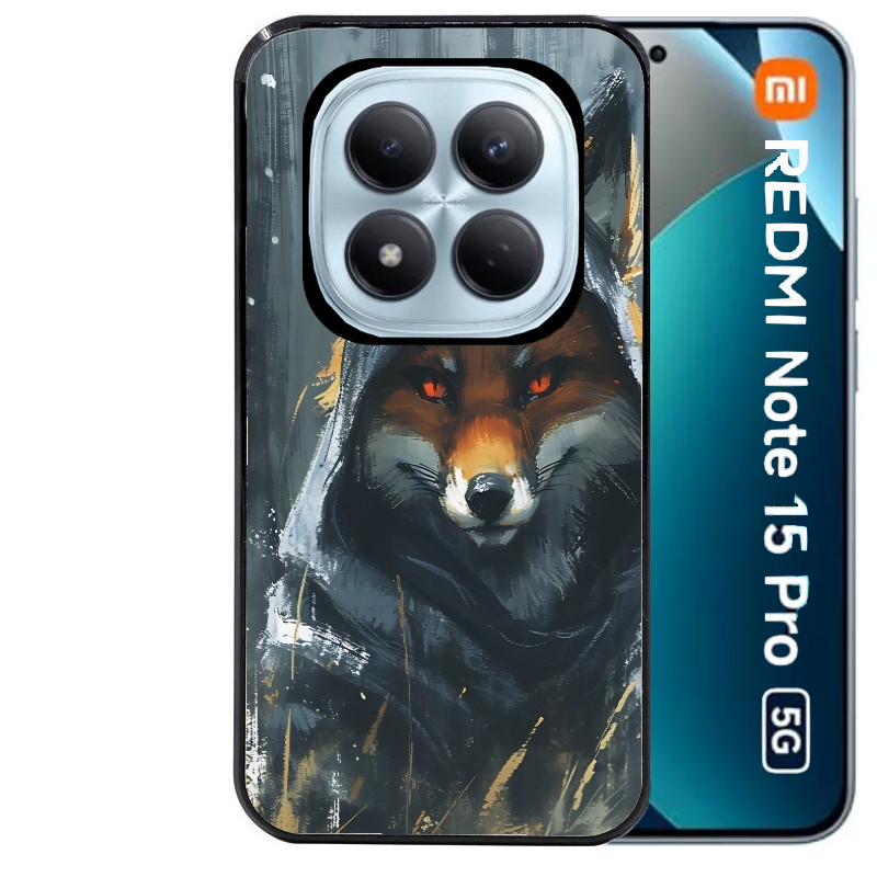Coque noire taperso pour Redmi Note 15 et PRO PLUS 4G 5G avec motif renard fox des bois protection antichoc personnalisée