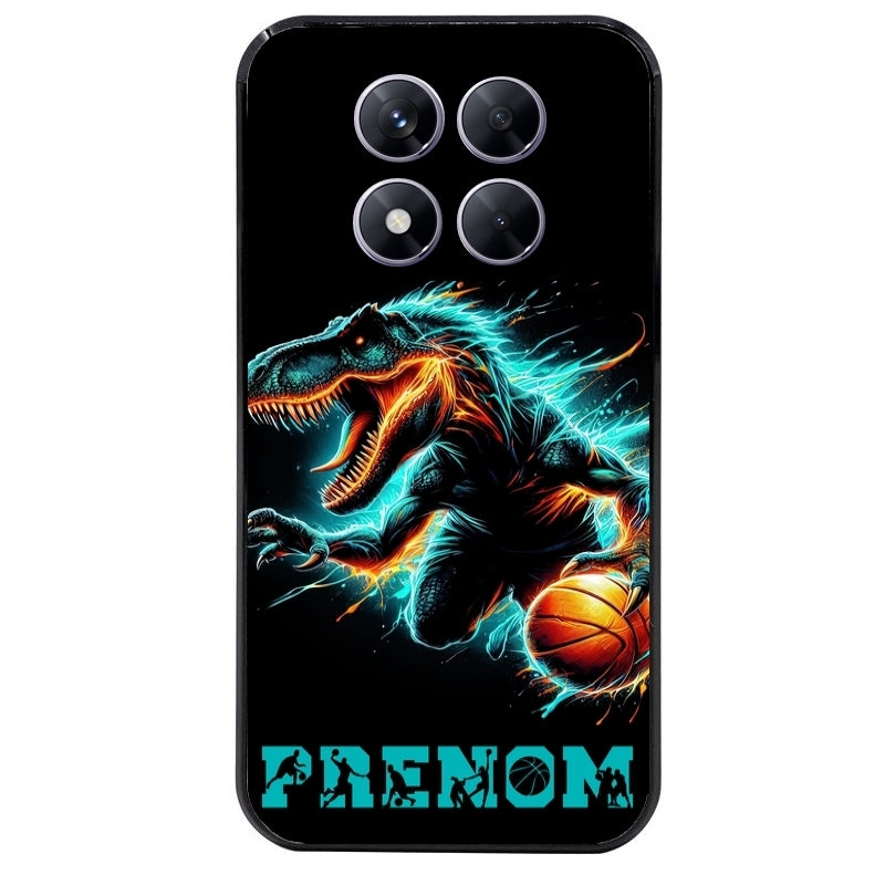 Coque noire taperso pour Redmi Note 14 et PRO PLUS 4G 5G avec motif basket et dino personnalisee protection antichoc personnalisée
