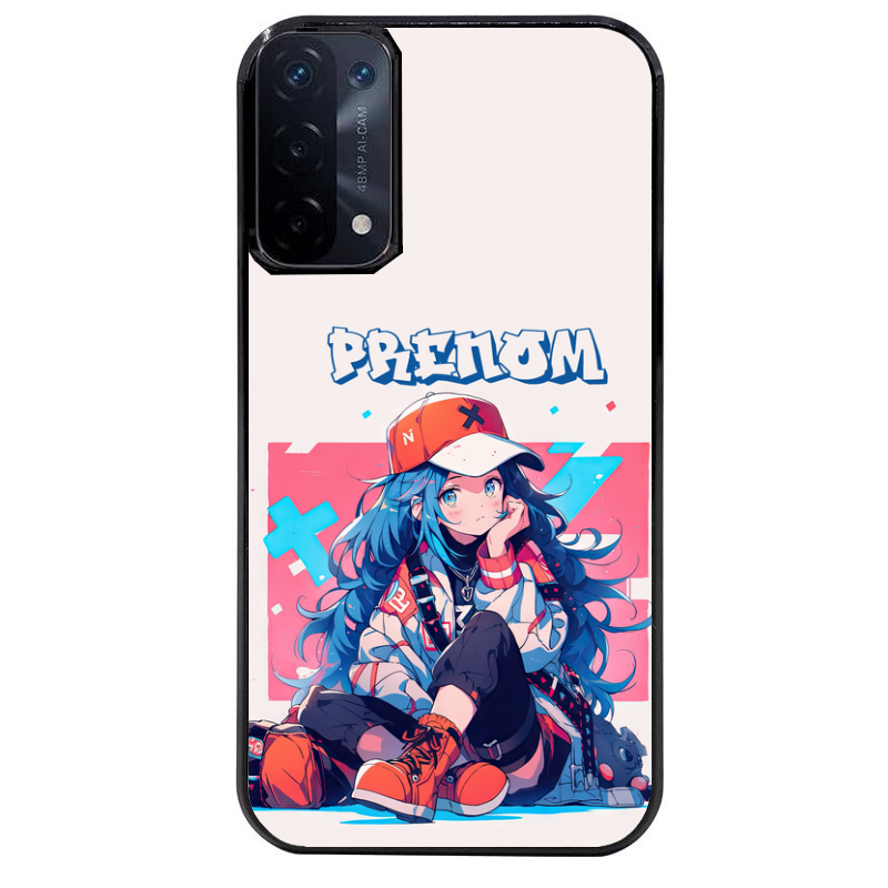Coque noire taperso pour OPPO A54 et A74 5G avec motif anime casquette personnalise protection antichoc personnalisée