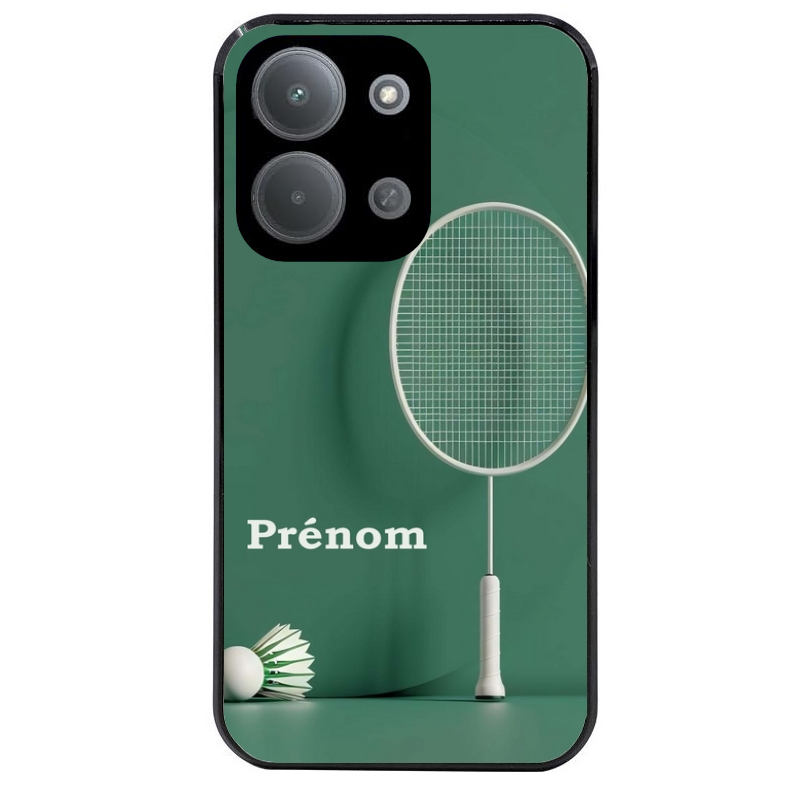 Coque noire taperso pour POCO C85 avec motif badminton sport personnalise protection antichoc personnalisée