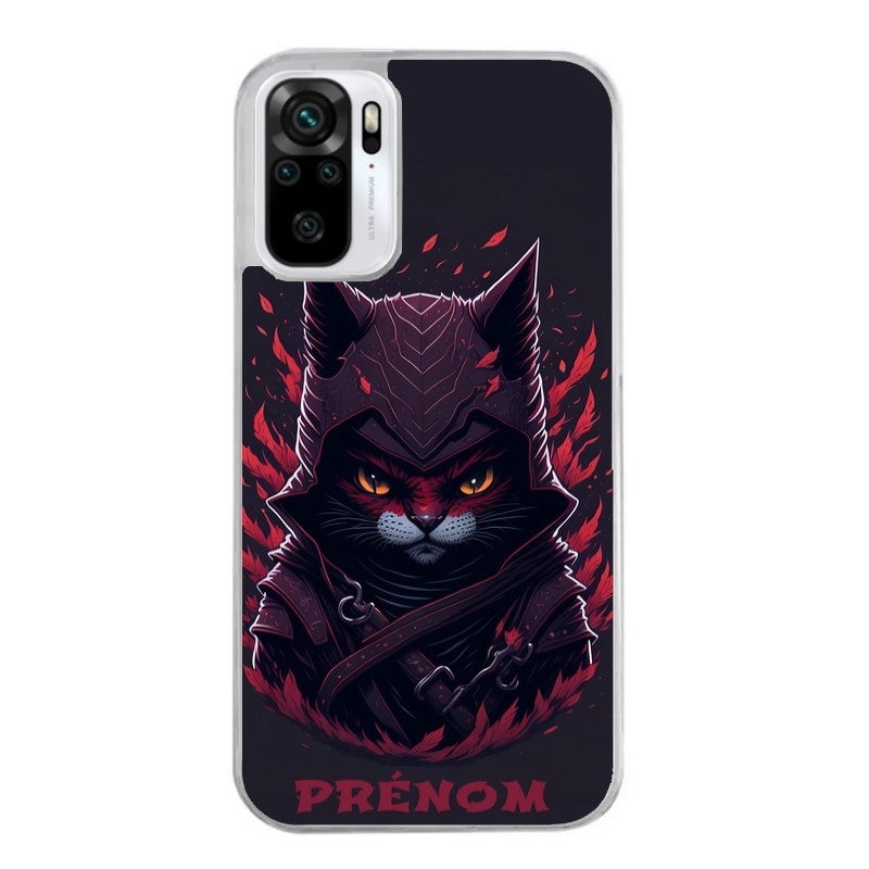 Coque taperso pour Redmi Note 10 4G 5G PRO 10S avec motif chat samourai personnalise protection antichoc personnalisée