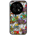 Coque noire taperso pour OnePlus 13 avec motif tag et graffiti protection antichoc personnalisée