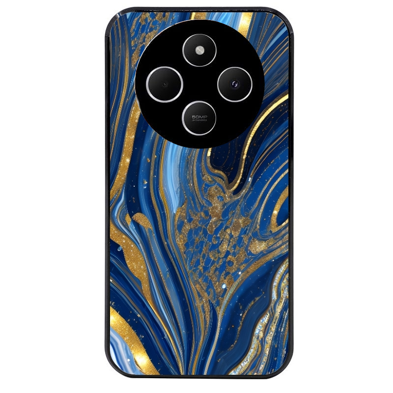 Coque noire taperso pour POCO C75 avec motif marbre bleu agathe protection antichoc personnalisée