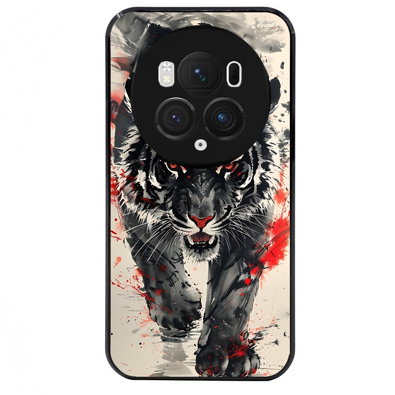 Coque noire taperso pour Magic 5 6 LITE et PRO avec motif tigre japan protection antichoc personnalisée