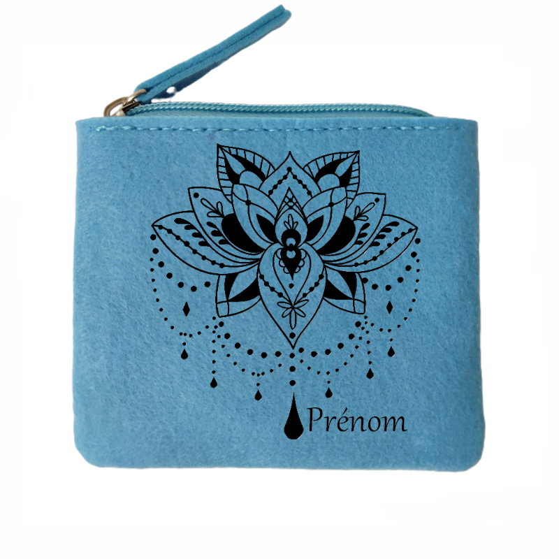 Porte monnaie personnalisé lotus bijoux en feutrine en feutrine