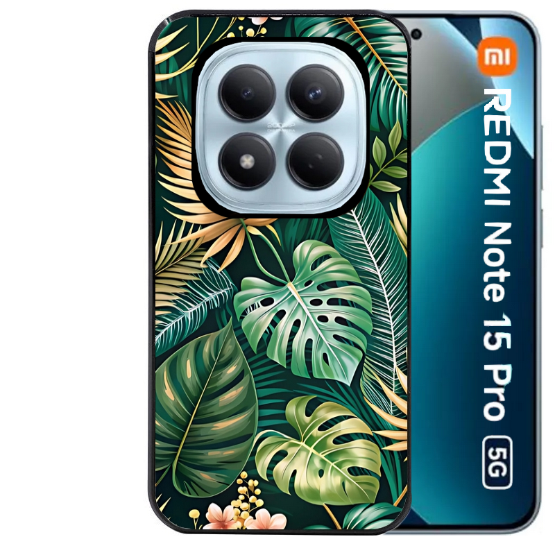 Coque noire taperso pour Redmi Note 15 et PRO PLUS 4G 5G avec motif jungle dore protection antichoc personnalisée