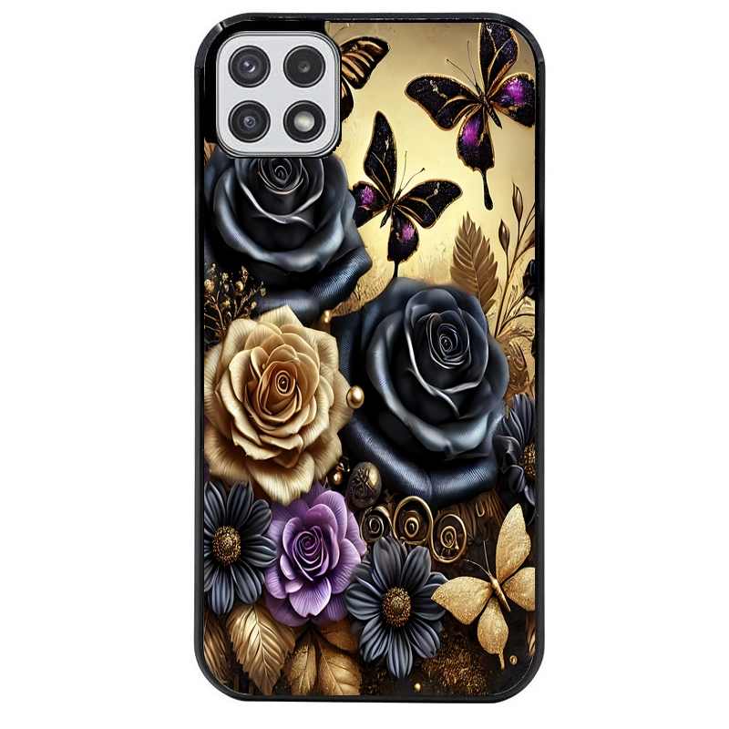 Coque noire taperso pour galaxy A22 A32 A52 A52S 4G 5G  avec motif papillon gothic protection antichoc personnalisée