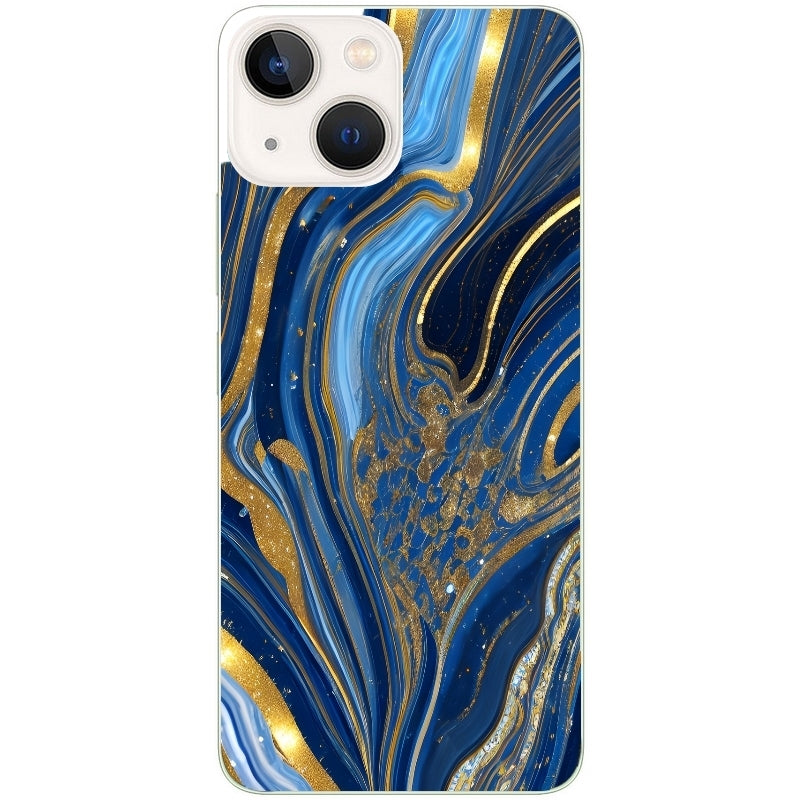 Coque taperso pour Iphone 12 et PRO MINI PRO MAX avec motif marbre bleu agathe protection antichoc personnalisée