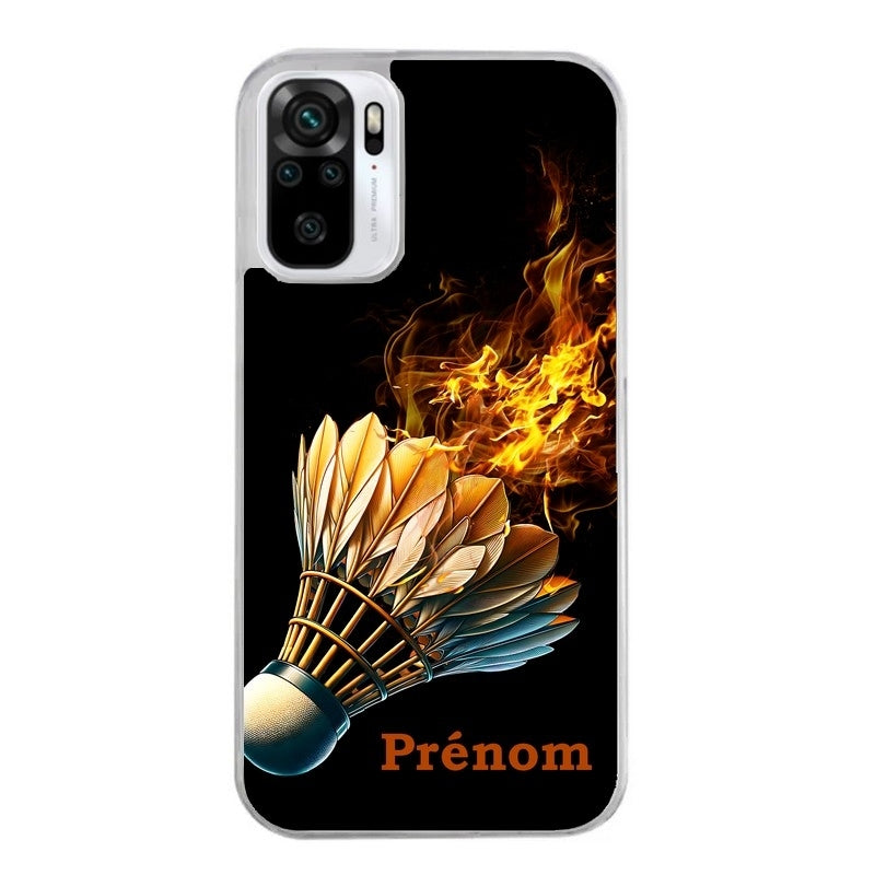 Coque taperso pour Redmi Note 10 4G 5G PRO 10S avec motif badminton flamme personnalise protection antichoc personnalisée