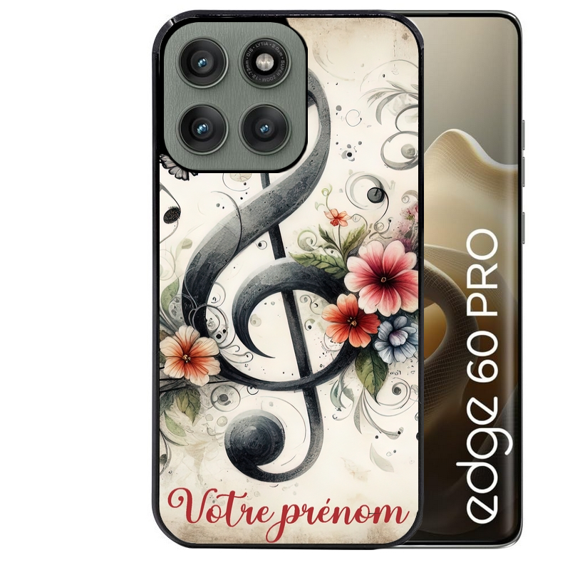 Coque noire taperso pour Moto Edge 60 et Neo Fusion Pro avec motif musique cle sol personnalisee protection antichoc personnalisée