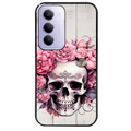 Coque noire taperso pour Redmi 15 4G et 5G avec motif tete de mort floral protection antichoc personnalisée