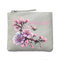 Porte monnaie personnalisé fleur sakura ivoire en feutrine en feutrine ivoire