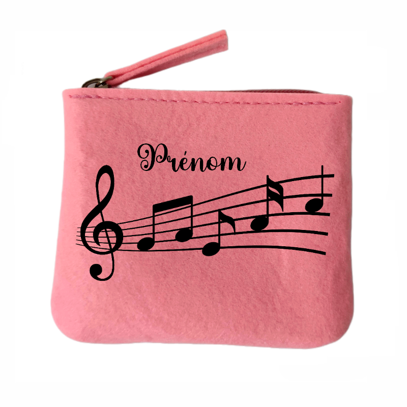 Porte monnaie personnalisé musique en feutrine en feutrine