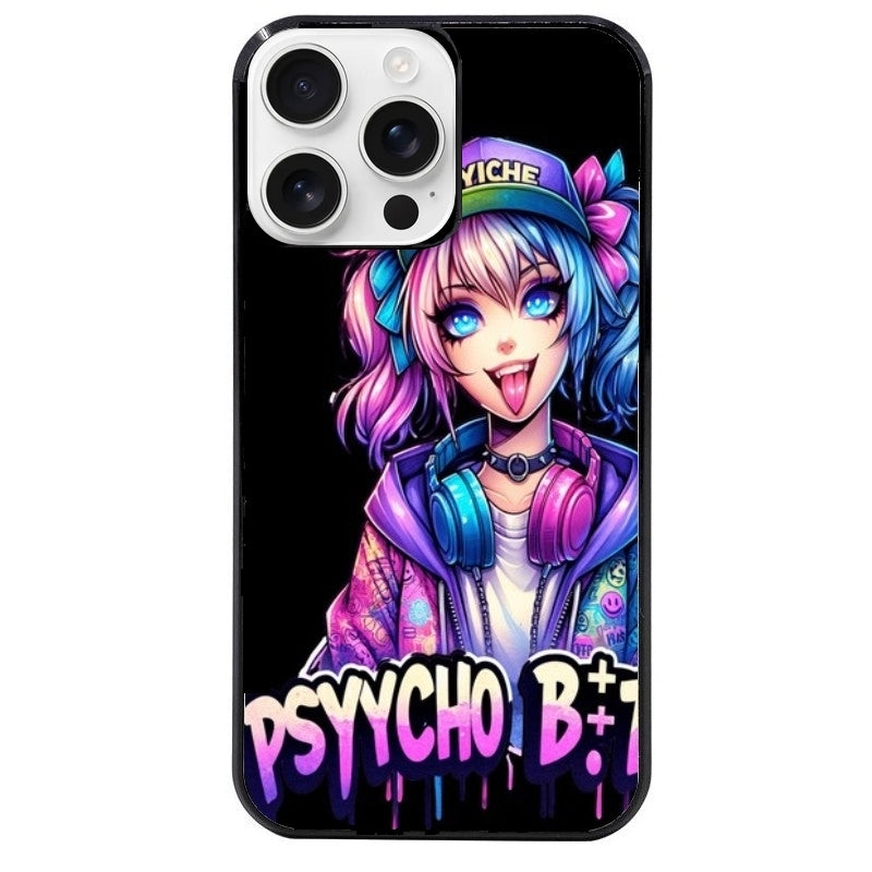 Coque noire taperso pour Iphone 16 16E PLUS MAX PRO avec motif anime manga et psycho protection antichoc personnalisée