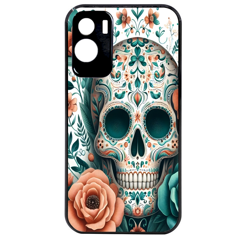Coque noire taperso pour Honor 70 LITE 90 et LITE avec motif mort mexicaine turquoise protection antichoc personnalisée