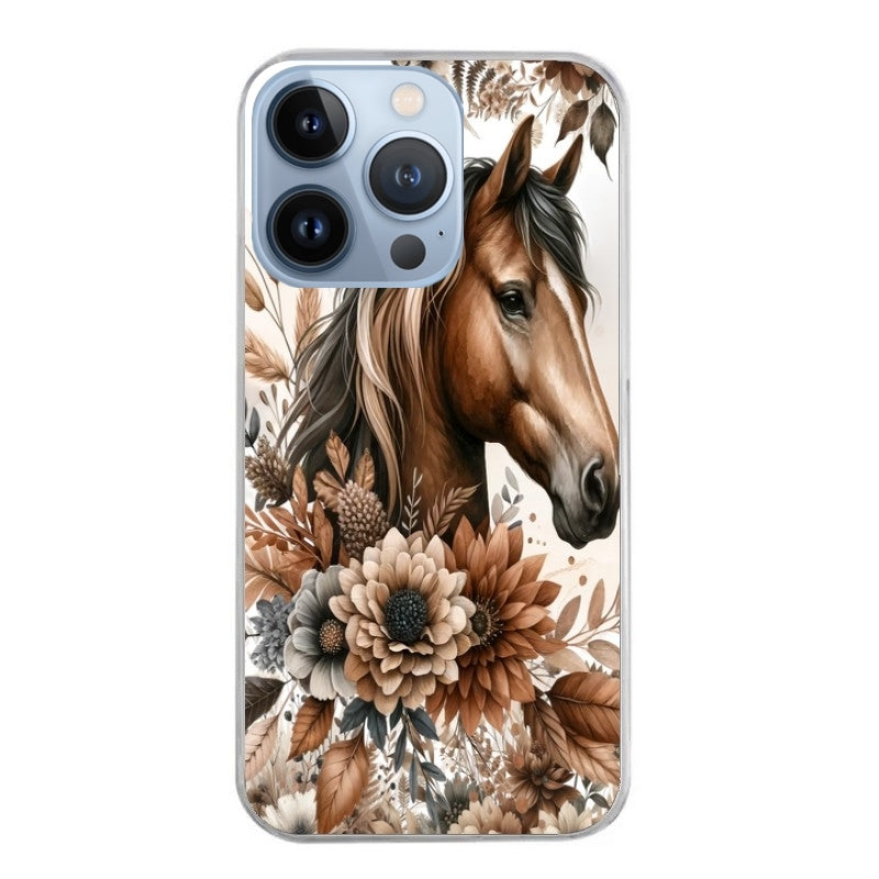 Coque taperso pour Iphone 13 et PRO MINI PRO MAX avec motif cheval automne protection antichoc personnalisée