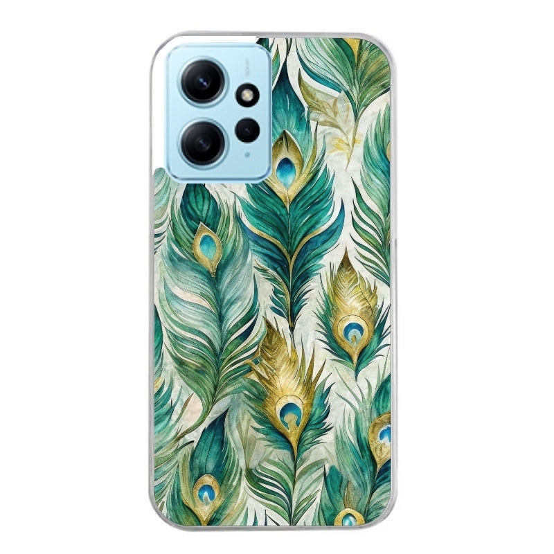 Coque taperso pour POCO X5 5G avec motif paon plumes protection antichoc personnalisée
