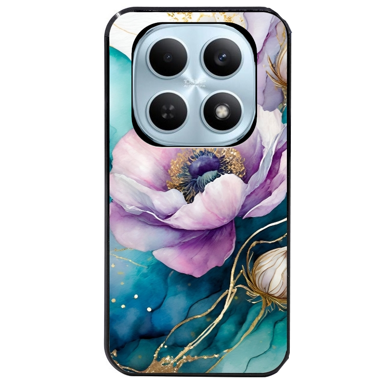Coque noire taperso pour POCO M8 5G et PRO 5G avec motif marbre fleur protection antichoc personnalisée
