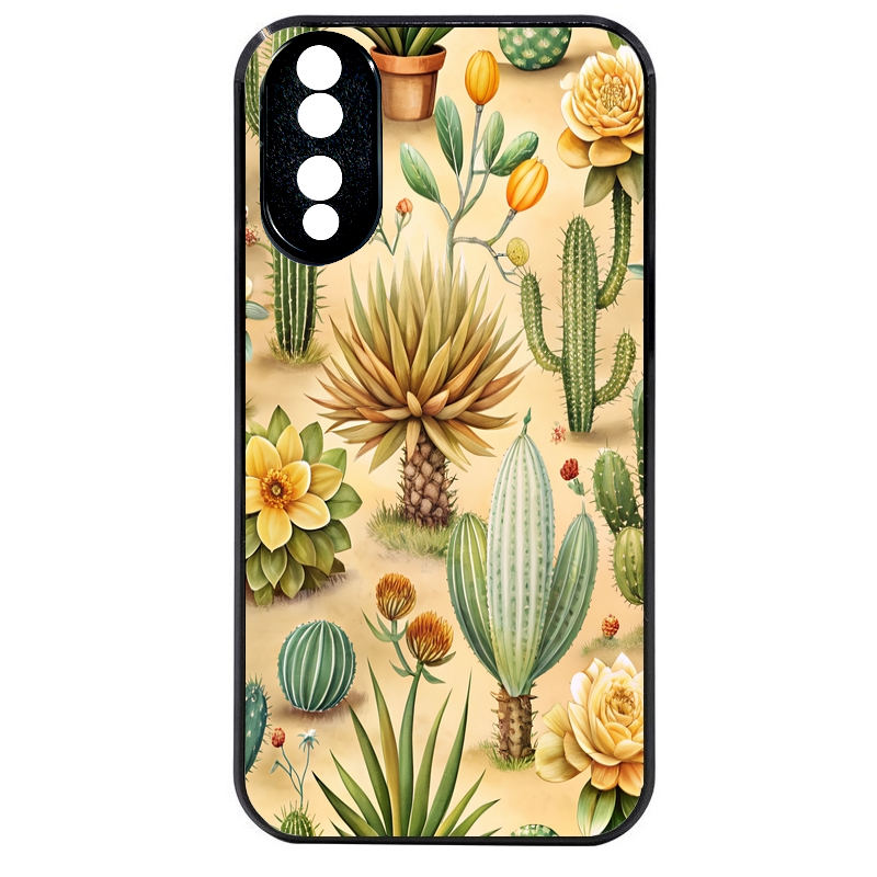 Coque noire taperso pour Honor 70 LITE 90 et LITE avec motif cactus et succulent protection antichoc personnalisée