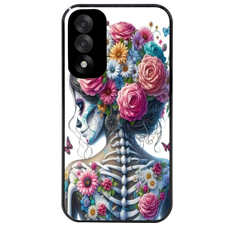 Coque noire taperso pour OnePlus Nord 5 avec motif tete de mort calavera papillon protection antichoc personnalisée