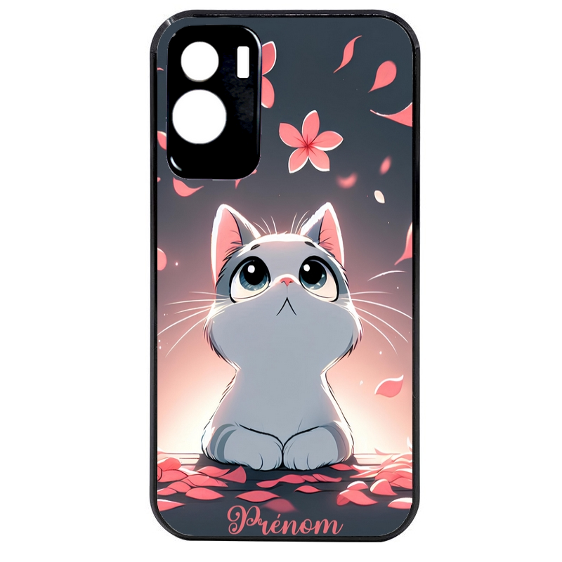 Coque noire taperso pour Honor 70 LITE 90 et LITE avec motif chat anime avec votre prenom protection antichoc personnalisée