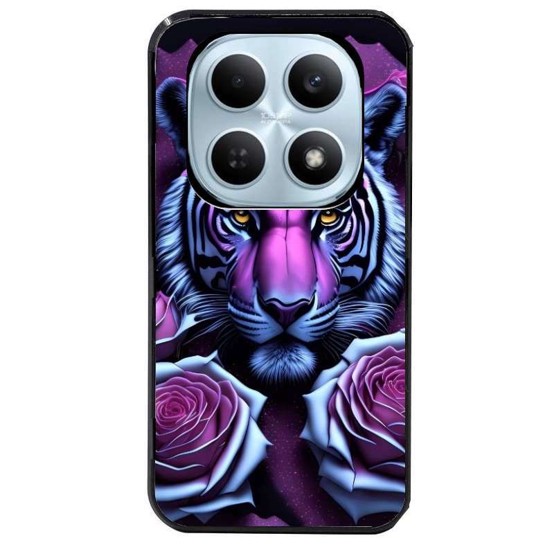 Coque noire taperso pour POCO M8 5G et PRO 5G avec motif tigre uv style manga protection antichoc personnalisée