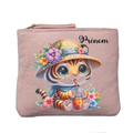 Porte monnaie personnalisé motif tigre bubble rose clair en feutrine en feutrine