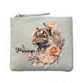 Porte monnaie personnalisé tigre pastel ivoire en feutrine en feutrine ivoire