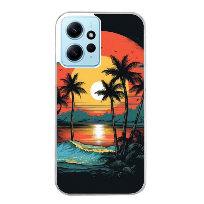 Coque taperso pour POCO X5 5G avec motif hawaii palmier protection antichoc personnalisée