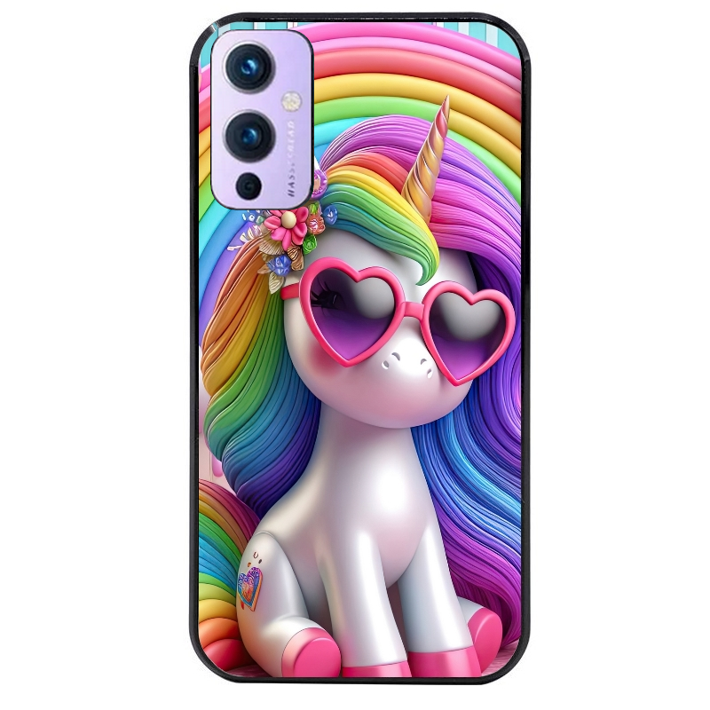 Coque noire taperso pour OnePlus 9 et 9 PRO avec motif licorne pop art protection antichoc personnalisée
