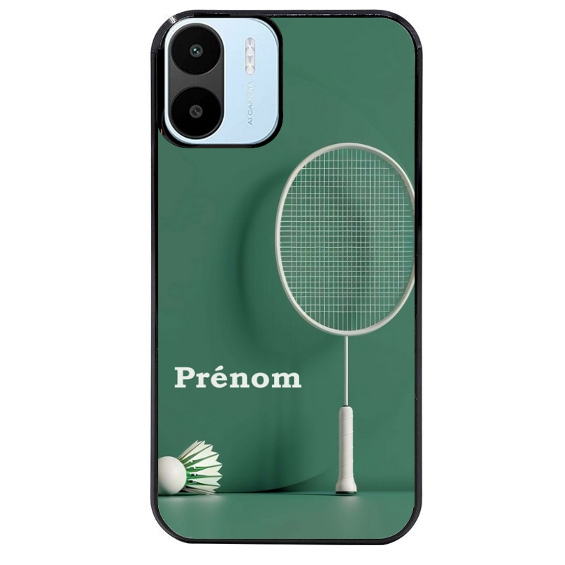 Coque noire taperso pour Redmi A1 et A2 avec motif badminton sport personnalise protection antichoc personnalisée