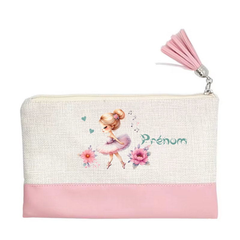 Pochette personnalisée motif danse étoile en toile et simili cuir personnalisée