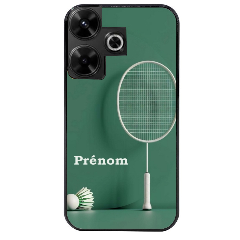 Coque noire taperso pour POCO M6 4G avec motif badminton sport personnalise protection antichoc personnalisée
