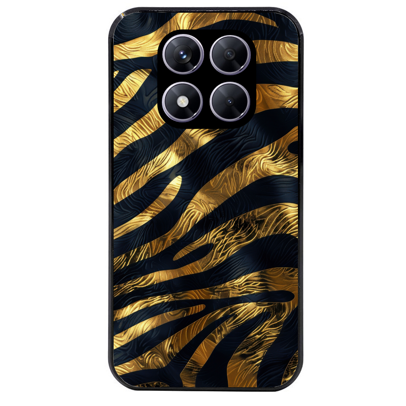 Coque noire taperso pour Redmi Note 14 et PRO PLUS 4G 5G avec motif zebre gold protection antichoc personnalisée