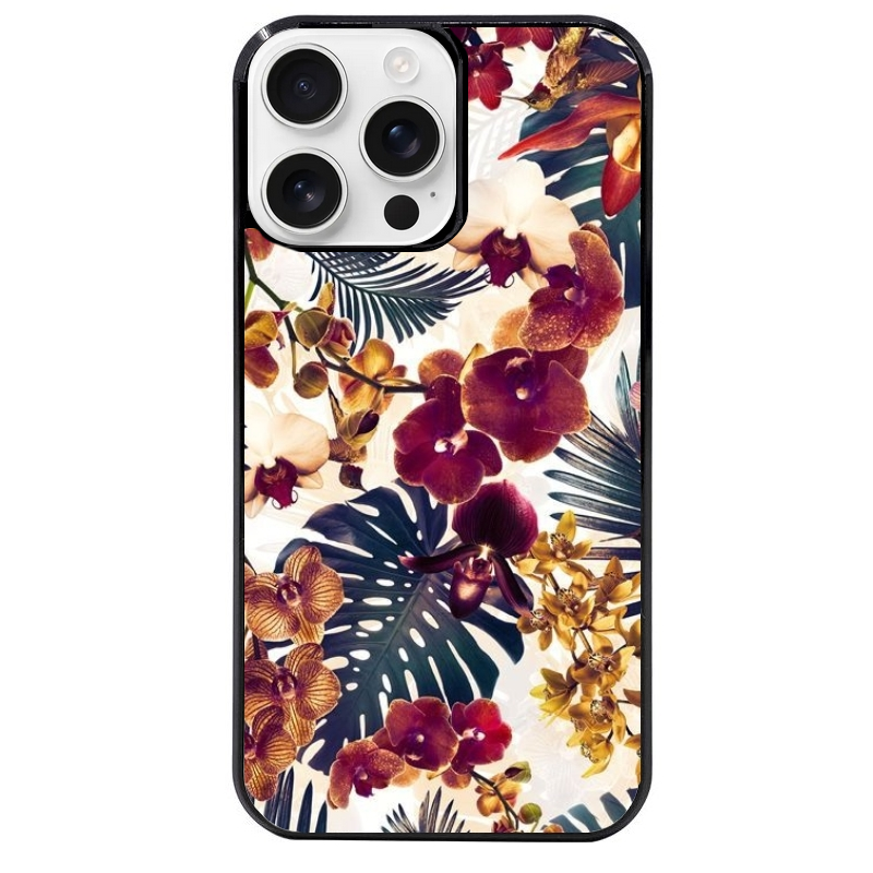 Coque noire taperso pour Iphone 16 16E PLUS MAX PRO avec motif jungle couleurs d'automne protection antichoc personnalisée