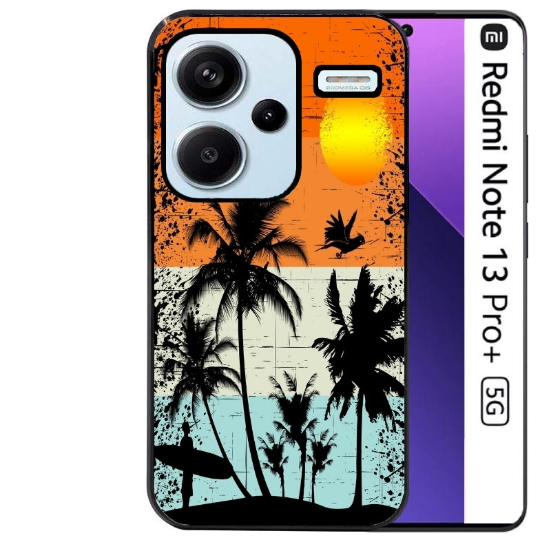 Coque noire taperso pour Redmi Note 13 PRO PLUS 5G avec motif hawai sun protection antichoc personnalisée