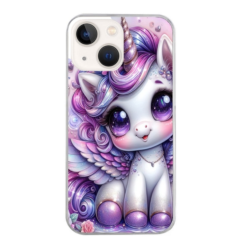 Coque taperso pour Iphone 13 et PRO MINI PRO MAX avec motif licorne violette protection antichoc personnalisée