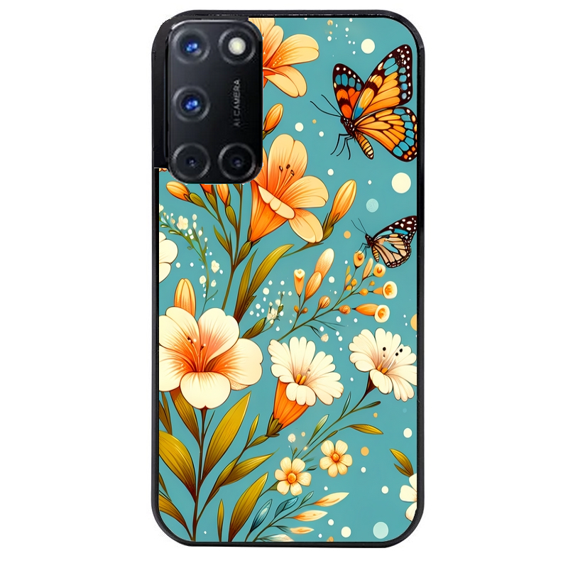 Coque noire taperso pour OPPO Reno 8 LITE avec motif fleur orange protection antichoc personnalisée