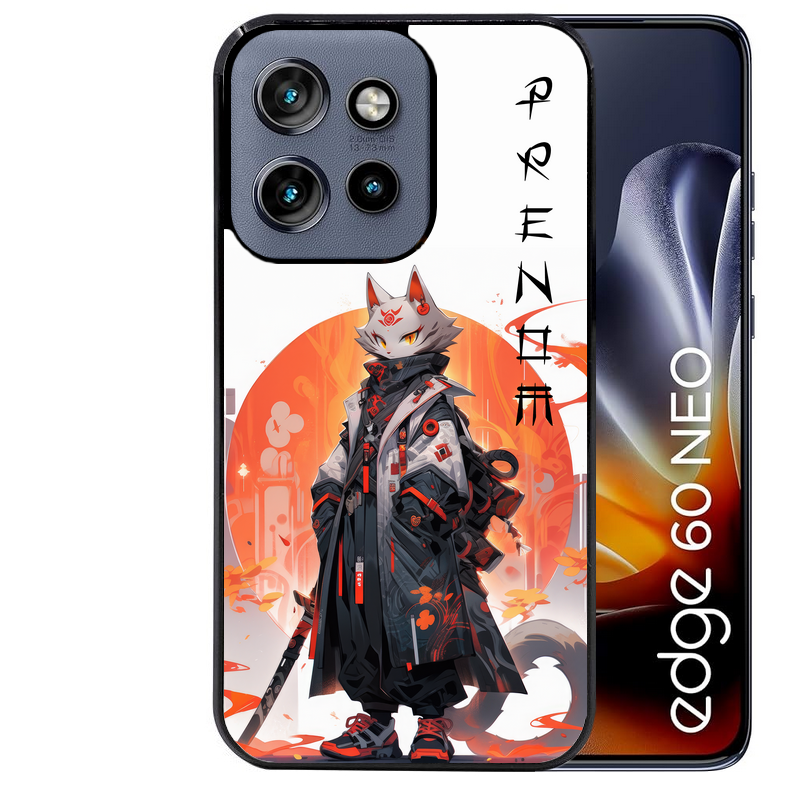 Coque noire taperso pour Moto Edge 60 et Neo Fusion Pro avec motif anime chat japan personnalise protection antichoc personnalisée