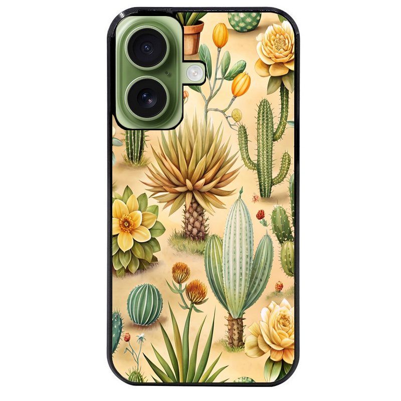 Coque noire taperso pour Iphone 17 17E AIR MAX PRO avec motif cactus et succulent protection antichoc personnalisée