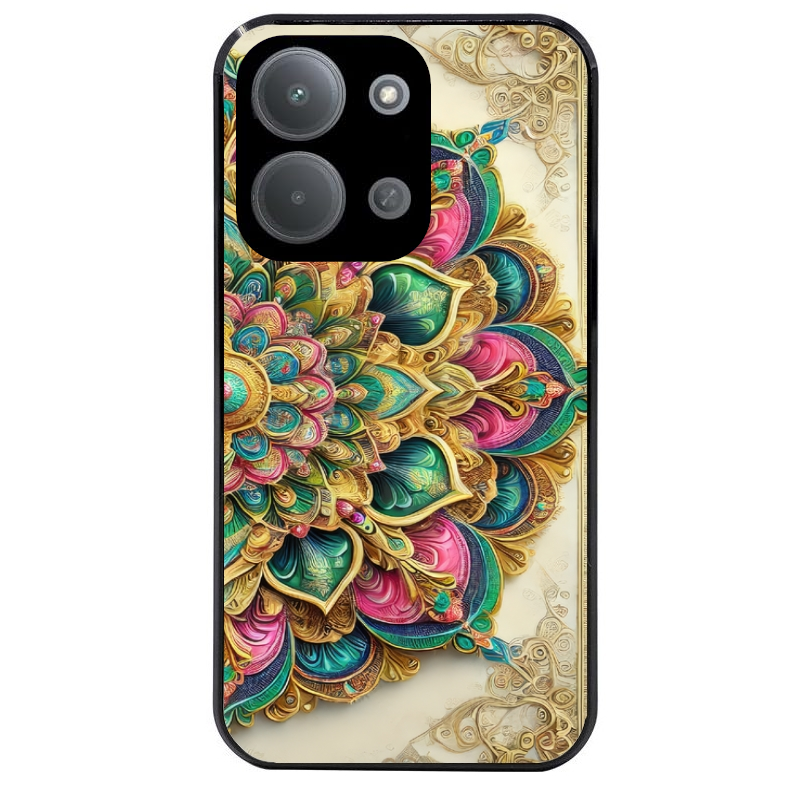 Coque noire taperso pour POCO C85 avec motif mandala 3 protection antichoc personnalisée