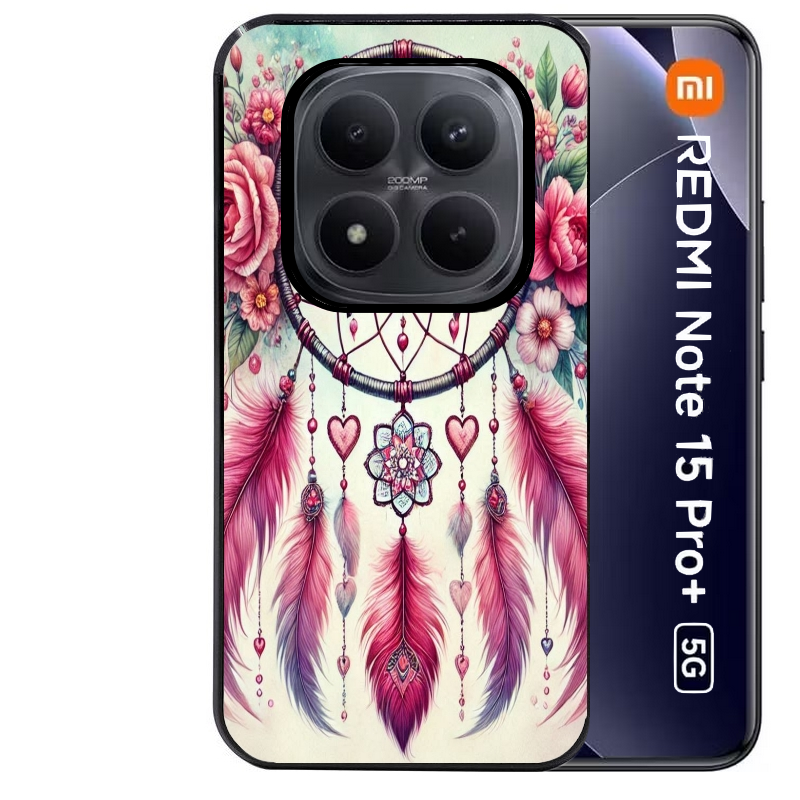 Coque noire taperso pour Redmi Note 15 et PRO PLUS 4G 5G avec motif dreamcatcher et papillon protection antichoc personnalisée