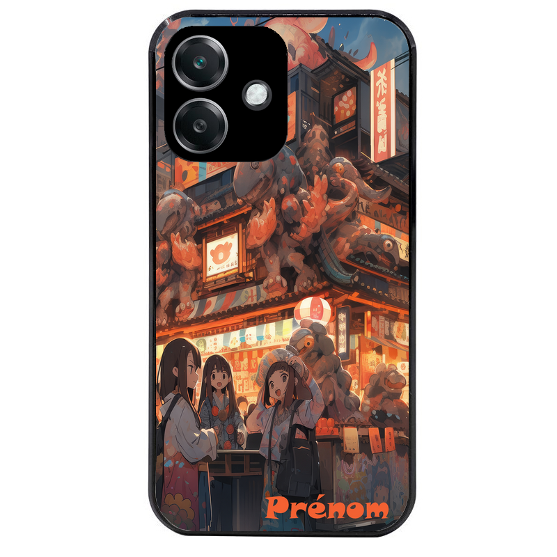Coque noire taperso pour OPPO A40 avec motif anime street japan personnalise protection antichoc personnalisée