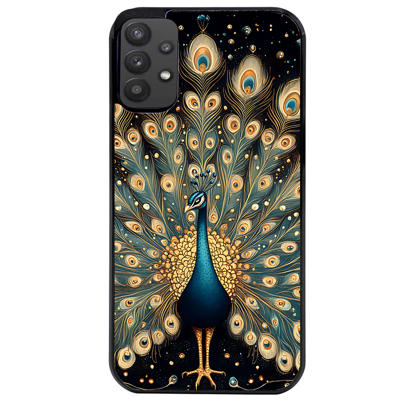 Coque noire taperso pour galaxy A22 A32 A52 A52S 4G 5G  avec motif paon mandala protection antichoc personnalisée