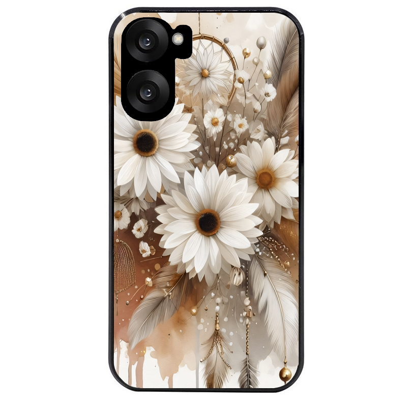 Coque noire taperso pour OnePlus Nord CE5 avec motif dreamcatcher marguerite protection antichoc personnalisée