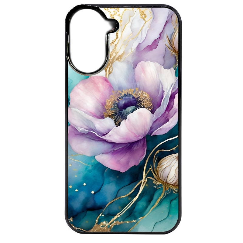 Coque noire taperso pour POCO C71 4G avec motif marbre fleur protection antichoc personnalisée