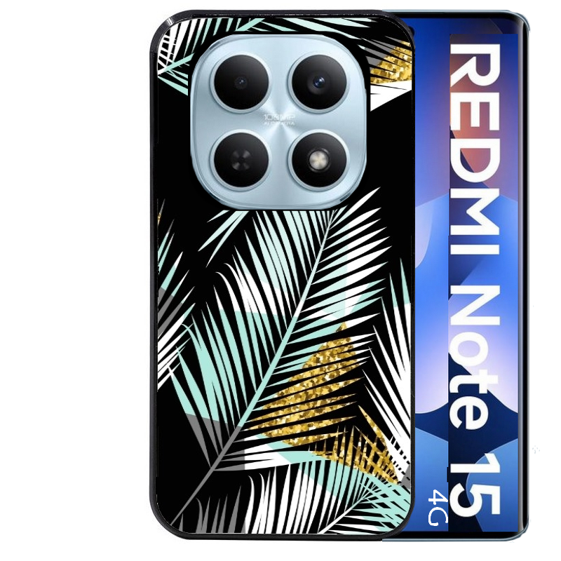 Coque noire taperso pour Redmi Note 15 et PRO PLUS 4G 5G avec motif palmier noir protection antichoc personnalisée
